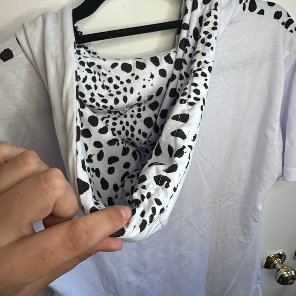 New mens toku white hooded short sleeve animal print top size large - Picture 7 of 9